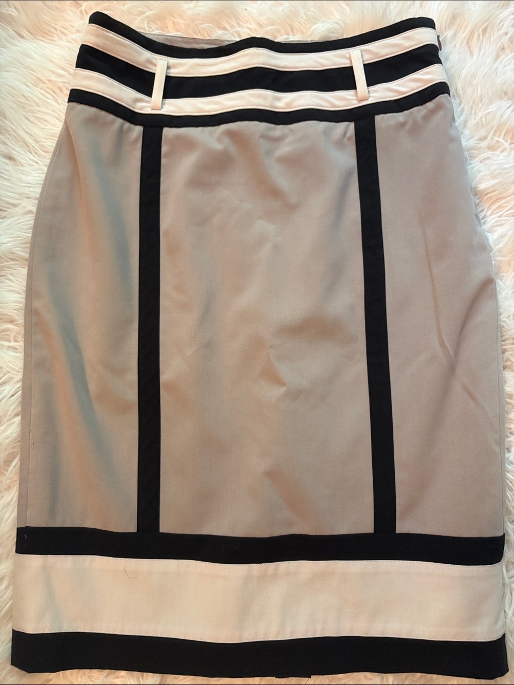 Worthington Gray Pencil Skirt with Black and Cream Trim